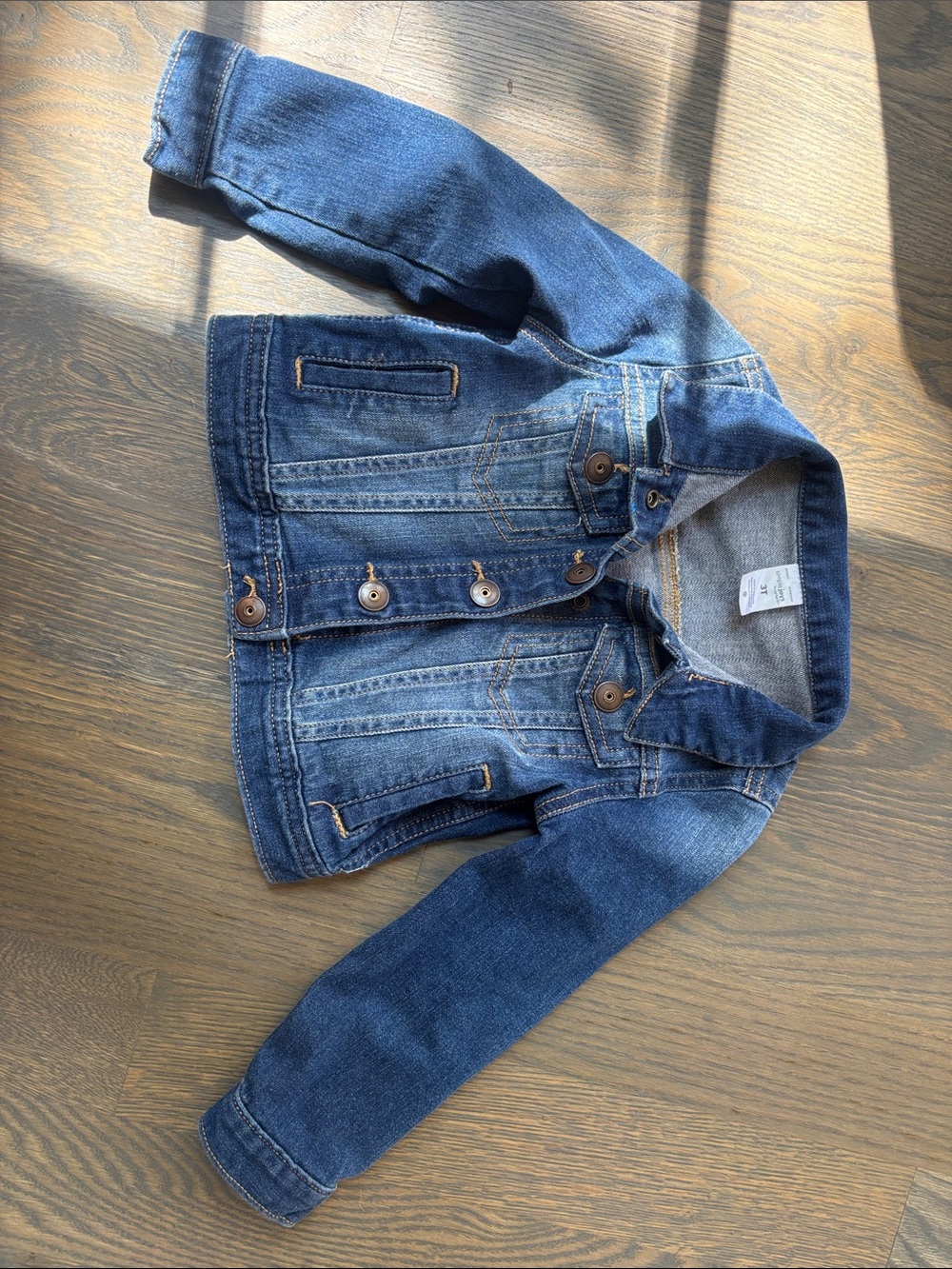 Kids Denim Jacket in Medium Blue - Classic Button-Front